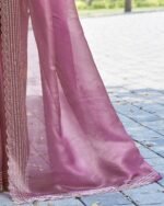 Women Embellished Aari Work Organza Saree - Image 4