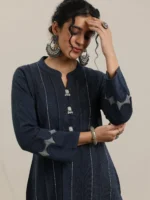 Grey Embroidered Wool Straight Kurta - Image 3